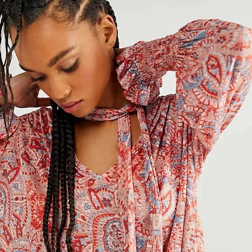Free People Vista Dreams Paisley Blouse Top XS - Picture 1 of 9